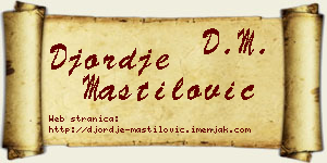 Đorđe Mastilović vizit kartica